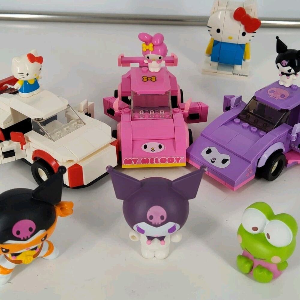 7X Sanrio Hello Kitty KUROMI Melody Racecars Build Lot Kuromi Figures READ**